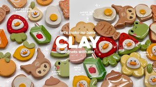 how i make clay magnets 🧃🍓🍊 using air dry clay  no bake [upl. by Aremihc]