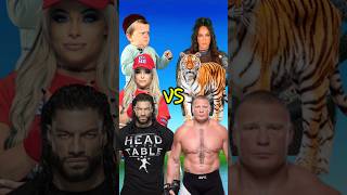 Hasbulla Roman Reigns Liv Morgan VS Brock Lesnar Nia Jax Tiger 👿 comparison [upl. by Egas862]