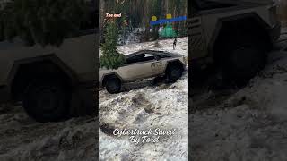 Tesla Cybertruck Stuck In Snow Get Saved By Two Ford Pickups [upl. by Agbogla]