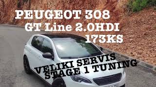 PEUGEOT 308 GT Line 20HDI VELIKI SERVIS  STAGE 1 AS CHIP TUNING [upl. by Josephina]