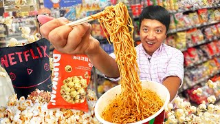 24 Hours Eating ONLY Korean Convenience Store Food amp NETFLIX Popcorn  CU vs GS25 in South Korea [upl. by Onafets]