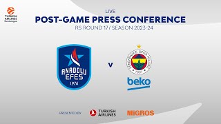 🔴 EuroLeague 202324 RS R17 Press Conference Anadolu Efes  Fenerbahçe Beko [upl. by Ednihek]