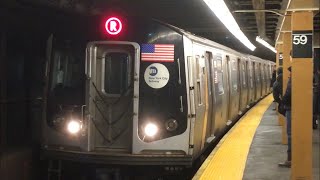 BMT 4th Ave Line N Q R Local Trains  59th Street R46 R160A2 R160B [upl. by Assirol517]