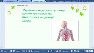 Біологія 8 клас Внутрішнє середовище організму Поняття про гомеостаз Кров її склад та функції Лімфа [upl. by Atrice698]