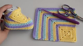 Crafting the Cutest Baby Shoes Unveiling the Secret of the Granny Square Baby Booties Pattern [upl. by Vanny]