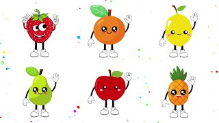 Como desenhar pintar e colorir frutas 🍎🍋🍊  Desenhos animados  Desenho fácil  01 🍍🍓🍐 [upl. by Aeriel457]