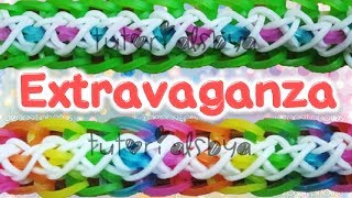 NEW Extravaganza Bracelet Rainbow Loom Tutorial [upl. by Kawai473]