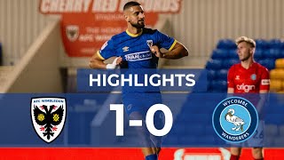 AFC Wimbledon 10 Wycombe Wanderers 📺  Omar signals Trophy joy 🐔  Highlights 🟡🔵 [upl. by Tsiuqram]