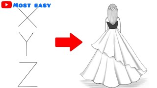 How to draw a girl Backside drawing  Easy drawing Step by step  girl drawing [upl. by Daub]