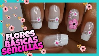 DECORACIÓN DE UÑAS FLORES CON PUNTOS Y FLOR ROSA  PRINCIPIANTES ♥ NailArt By Andy [upl. by Woody534]