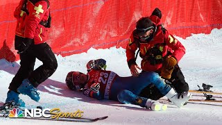 Four BRUTAL crashes on treacherous day at Val d’Isere downhill  NBC Sports [upl. by Euqinwahs]