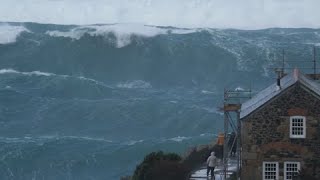 Massive waves off the coast of Cape Cornwall [upl. by Ekez]