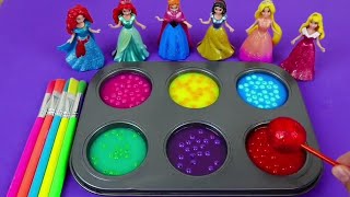 Satisfying ASMR  Mixing Disney Princess Colorful dress up  Sofia Ariel Cinderel Elsa Rapunzel [upl. by Anaugal]