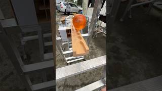 Marble Run☆Handmade Wooden Slope  Rain Gutter  Clear Pipe  Orange Circular Slope ④ [upl. by Ajtak]