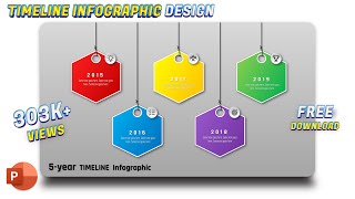 6PowerPoint Tutorial Hanging shapes Infographic  5 Year Timeline Presentation [upl. by Thaddaus166]