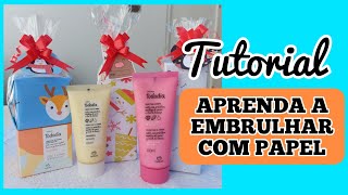 TUTORIAL  COMO EMBRULHAR PRESENTES COM PAPEL SULFITE IMPRESSO  por Fran Moreli [upl. by Charmine228]