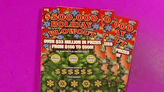 SOOD 1453 💲😀 NICE WIN THREE 10 500K HOLIDAY BLOWOUT FL Lottery Scratch Tickets [upl. by Morel]