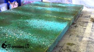 Acid Stain Concrete Countertop  Turquoise and Rust [upl. by Halas573]