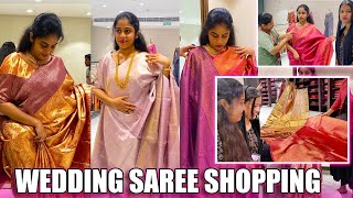 WEDDING SAREE SHOPPING ❤️  ANJI  യുടെ കല്യാണ സാരി എടുത്തു  PULLOTHI [upl. by Echikson319]