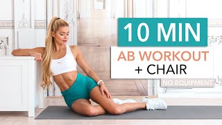 10 MIN AB WORKOUT  CHAIR  intense workout for lower upper amp side abs I Pamela Reif [upl. by Shirleen]