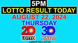 Lotto Result Today 5pm August 22 2024 PCSO [upl. by Poppo]