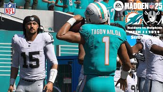 Madden 25 Las Vegas Raiders vs Miami Dolphins Week 11 Sim 2024 Full 15 Minute Quarters Game Play [upl. by Amitaf979]