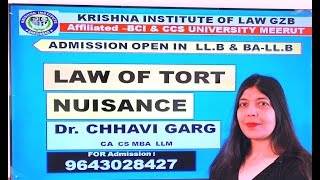 LAW OF TORT  MEANING OF NUISANCE  LLB  BALLB  CA  CS  CMA  CCSU MEERUT [upl. by Nobe]