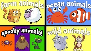 Cartoon Animals for Children  Learn Farm and Wild Animal Names  Kids Learning Videos [upl. by Innig]