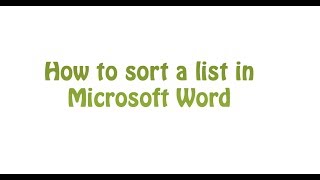 How to Alphabetize a List In Microsoft Word [upl. by Aiyram]