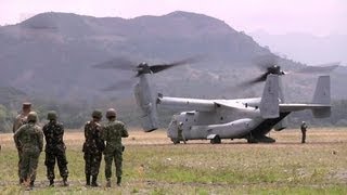 V22 Osprey Landing Takeoff And Unload In The Philippines [upl. by Aicital53]