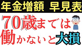 【老後年金】70歳まで働くといくら年金が増えるのか？簡単な計算法と早見表について解説【経過的加算・​​報酬比例部分・在職定時改定、国民年金、厚生年金​​​】 [upl. by Atnoid]