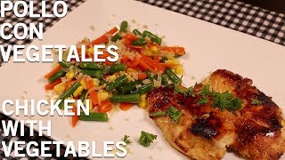 Pechuga de Pollo con Vegetales Salteados  Grilled Chicken with Vegetables con Marthas Kitchen [upl. by Anitsrik]