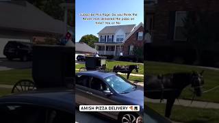 An Amish delivery driver delivers pizza from Dominos Pizza using his Amish vehicle shorts short [upl. by Tilden]