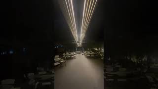 Outdoor restaurant retractable pergola onebutton remote control equipped with LED mood lighting [upl. by Airdni]