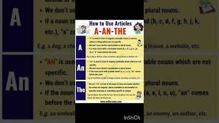 How to use Articles A An The shorts viral [upl. by Sahpec831]