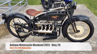 Antique Motorcycle Weekend  ACE Brough Superior Indian Excelsior  Oley PA 2023 [upl. by Elleral481]