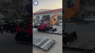 Crawler Mini Tractor with Excavator Bucket and Rotary Tiller [upl. by Nanon301]