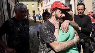 Italys Prime Minister Giorgia Meloni visits floodhit regions after returning from G7 Japan Summit [upl. by Ramled942]