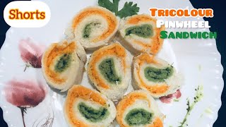 Tricolour Pinwheel Sandwich  Kids Snack Recipe  Shorts  CooksNdCraftz [upl. by Odareg866]