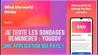 JE TESTE LES SONDAGES REMUNERES  YOUGOV  Une application qui paye [upl. by Rossen684]