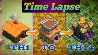 Clash Of Clans Time Lapse TH 1 TO TH 14 [upl. by Elie]