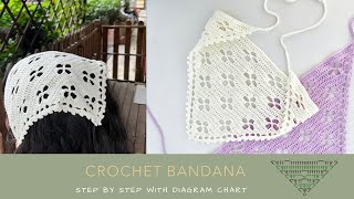 Crochet Bandana  Hair Scarf With Pattern [upl. by Nevart300]