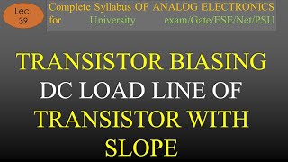 Lec39 Transistor Biasing Basics amp DC Load Line of Transistor  A E  R K Classes  Hindi [upl. by Furey144]