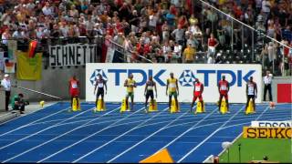 LeichtathletikWM 2009 Berlin 100 Meter Männer Finale am 16082009 Usain Bolt Weltrekord HD [upl. by Amathiste]