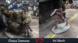 Chaos Demons vs Ad Mech 2K Warhammer 40k Battle Report 10th Edition Wizards Keep RTT [upl. by Virgilio]