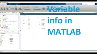 How to get info about variables in matlab  uses of whos command in matlab [upl. by Driskill258]