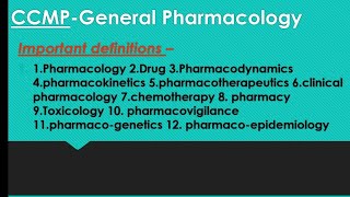 General pharmacology Intro to Pharmacology  part  1 CCMP free lectures by Dr Sachin sonawane [upl. by Andrus]