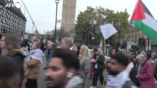 Manifestazione pro Palestina a Londra in centinaia davanti al Parlamento [upl. by Dawkins272]