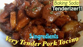 VERY TENDER pork tocino recipe with BAKING SODA as meat tenderizer  Papay Bread ATBP [upl. by Arytal430]