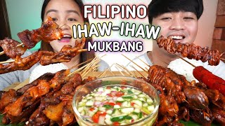 IHAWIHAW FILIPINO MUKBANG ISAW PORK BARBEQUE PORK LIVER CHICKEN HEAD HOTDOG CHICKEN FEET ETC [upl. by Wyly752]